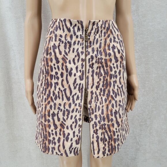 Sharon Endick Kate Vintage Faux Suede Double Zipper Leopard Print Midi Skirt - Picture 5 of 11